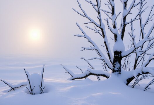 Snow covered tree, christmas winter