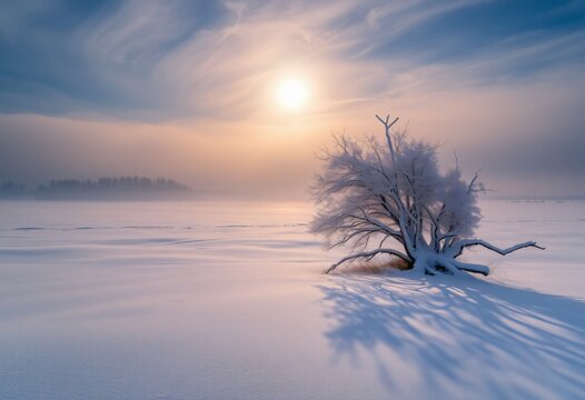 Snow covered tree, christmas winter