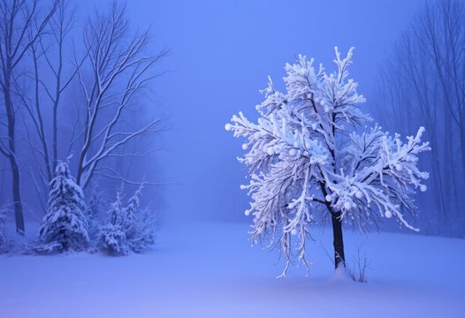 Snow covered tree, christmas winter