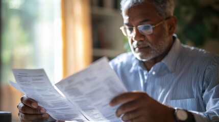 Conceptual image of a retiree reviewing benefits statements, emphasizing the role of beneficiaries in financial security