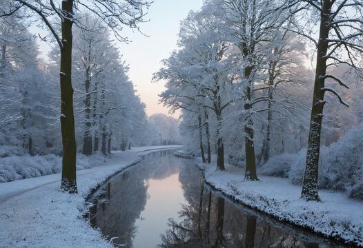 Snow covered tree, christmas winter