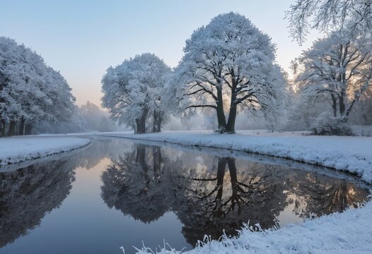 Snow covered tree, christmas winter