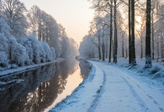 Snow covered tree, christmas winter