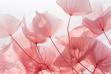 pink x-ray flowers with delicate petals and copy space for text