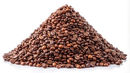 Mount of multicolored coffee beans on white background