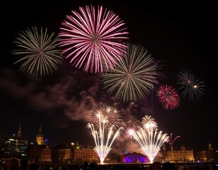 Nieuwjaar vuurwerk spectacel, new years eve firework show