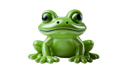 Obraz premium A bright green toy frog sitting on transparent background