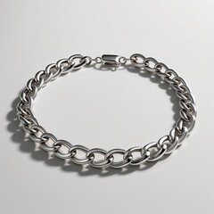 Obraz premium Rhodium coated silver Rolo chain sleek and durable