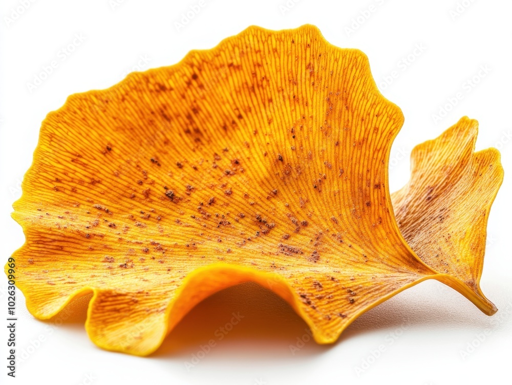 Canvas Prints a yellow ginkgo leaf with its unique fan shape and gentle curvature, isolated on white background