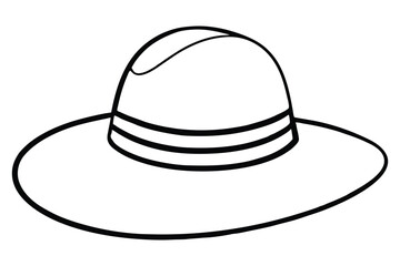 Woven Straw Hat Line Art with Wide Structured Brim