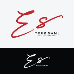E, S, ES Initial letter logo. Alphabet ES Handwritten Signature logo
