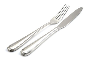 silver fork and knife isolated on a transparent background