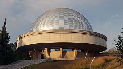 Obraz premium Astronomical observatory building, Silesian Planetarium in Poland.