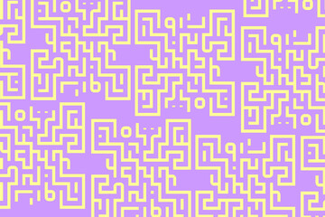 Colorful abstract maze pattern with geometric shapes against a light purple background