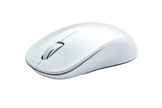 white computer mouse isolated on a transparent background