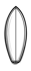 vector outline of a surfboard on a white background for a coloring book