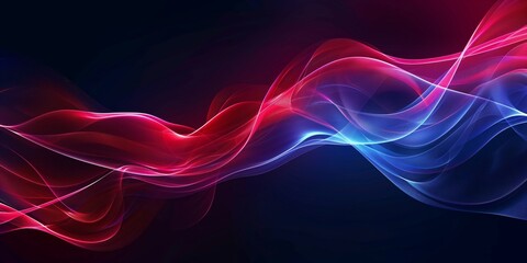 Abstract colorful wave of red and blue light with flowing curves on a dark background, creating a dynamic and futuristic design