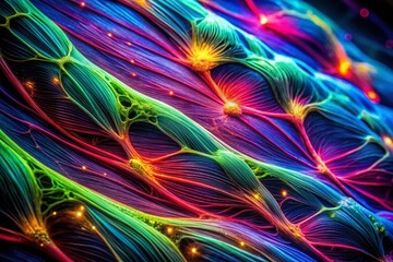 Obraz premium Detailed View of Skeletal Muscle Under Microscope Revealing Striations and Fibers for Biological Research and Education