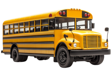 School bus isolated on white background, png die cut transparent.