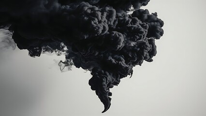 Fototapeta premium Dramatic intensive black smoke isolated on white background