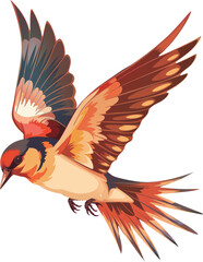 Bird in flight, orange wings