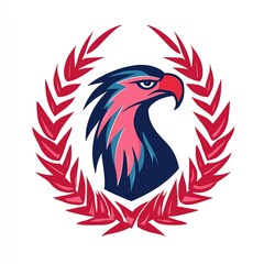 Fototapeta premium A bold eagle logo surrounded by laurel leaves, symbolizing strength and victory.