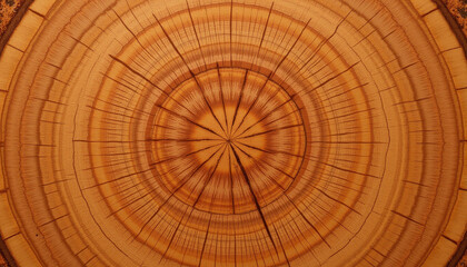 Cracked wood grain with symmetrical ring pattern