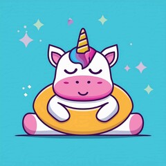 Lazy unicorn icon Cartoon Vector