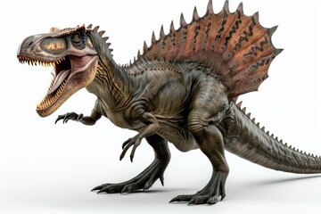 Fierce spinosaurus roaring in prehistoric scene