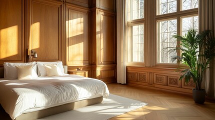 Fototapeta premium Opulent suite in a historic European castle, the perfect blend of cultural heritage and luxury