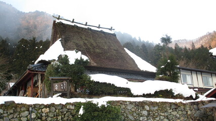 Traditional and Historical Japanese village Shirakawago in winter