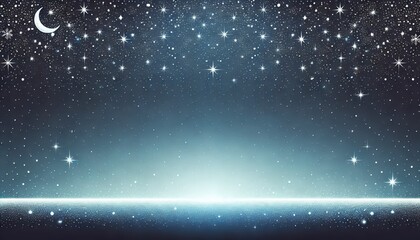 Night sky with crescent moon and stars on gradient background