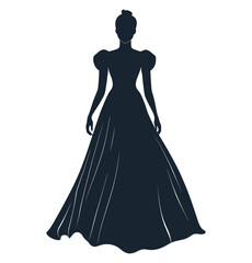 19 世紀のファッション女性ドレス アイコン ベクトル分離 PNG 透明な背景、ビンテージ婦人服イラスト、アンティーク女性ファッション シルエット イラスト