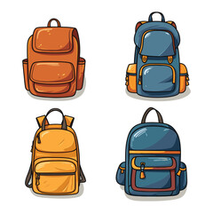 Colorful Back to school floral backpack set vector design.