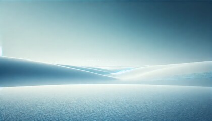 Winter snow-covered dunes under a soft blue sky 