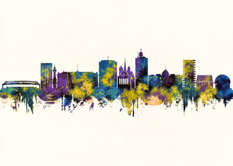 Fototapeta premium Geneva City Skyline. Cityscape Skyscraper Buildings Landscape City Downtown Abstract Landmarks Travel Background Modern Art Architecture Business View Building Corporate