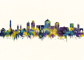 Obraz premium Genoa Italy City Skyline. Cityscape Skyscraper Buildings Landscape City Downtown Abstract Landmarks Travel Background Modern Art Architecture Business View Building Corporate