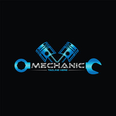 Wrench with piston  Mechanic Logo icon Vector
