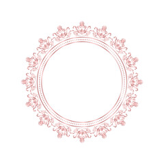 Damask Round Wreath rose gold circular round ornament floral Abstract pattern, Classical Victorian traditional style, illustration Vintage Design, Flower frames, Mandala, Antique, Moroccan frame