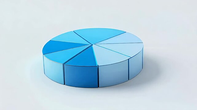 A pie chart illustrating the share of profits among various companies, with each slice in a striking shade of blue