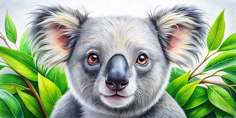 Obraz premium Easy Koala Drawing Tutorial for Beginners: Step-by-Step Guide to Create Cute and Simple Koala Art at Home