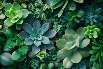 Botanical Background with Succulents. Natural Wallpaper with Exotic Plants