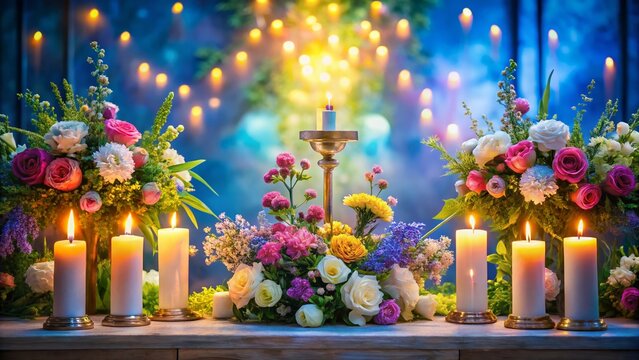 Elegant First Communion Design with Floral Accents and Soft Pastel Colors for Celebrating Religious Milestones and