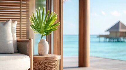 Luxurious overwater villa in the Maldives, blending modern luxury with traditional island culture