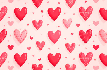 Red and pink hearts on a pink background. Illustration