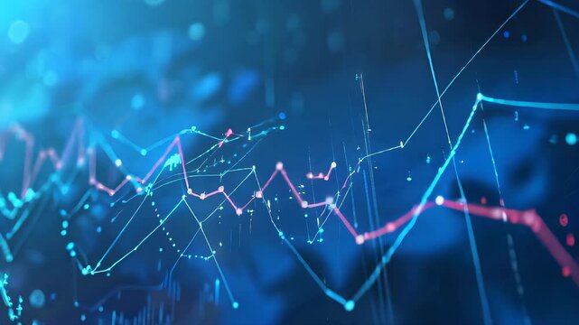 Economic Indicators: A Series of Line Graphs Tracking Various Market Indices, Displayed on a Neutral, Abstract Background. Color: Blue