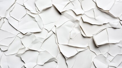 Abstract image of torn and crumpled white paper pieces overlapping each other, creating a textured surface pattern.