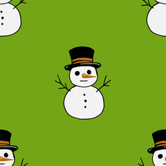 Seamless Christmas cute snowmans vector pattern for festive design