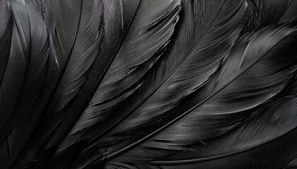 abstract black feather background texture with copy space