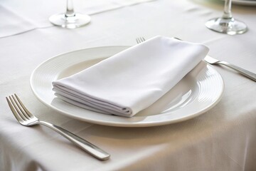 Napkin table cloth folded on white background